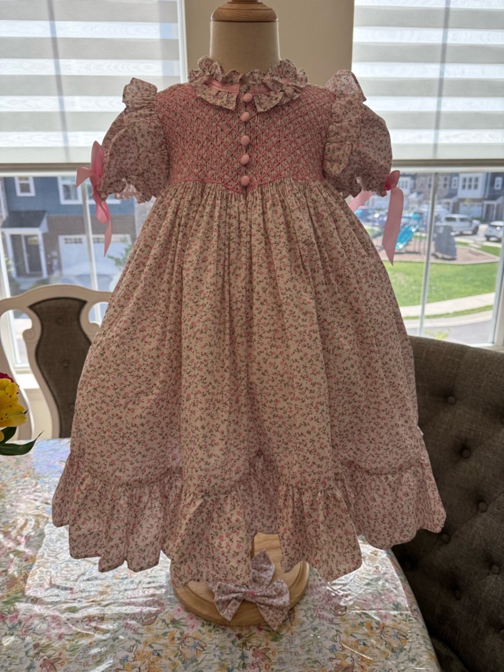 Pink Floral Smocked Ruffle Baby Dress